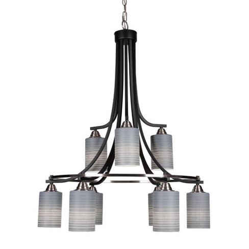 Toltec Lighting Paramount 9 - Light Chandelier in  Matte Black/Brushed Nickel with 4" Gray Matrix Shade - image 1 of 1