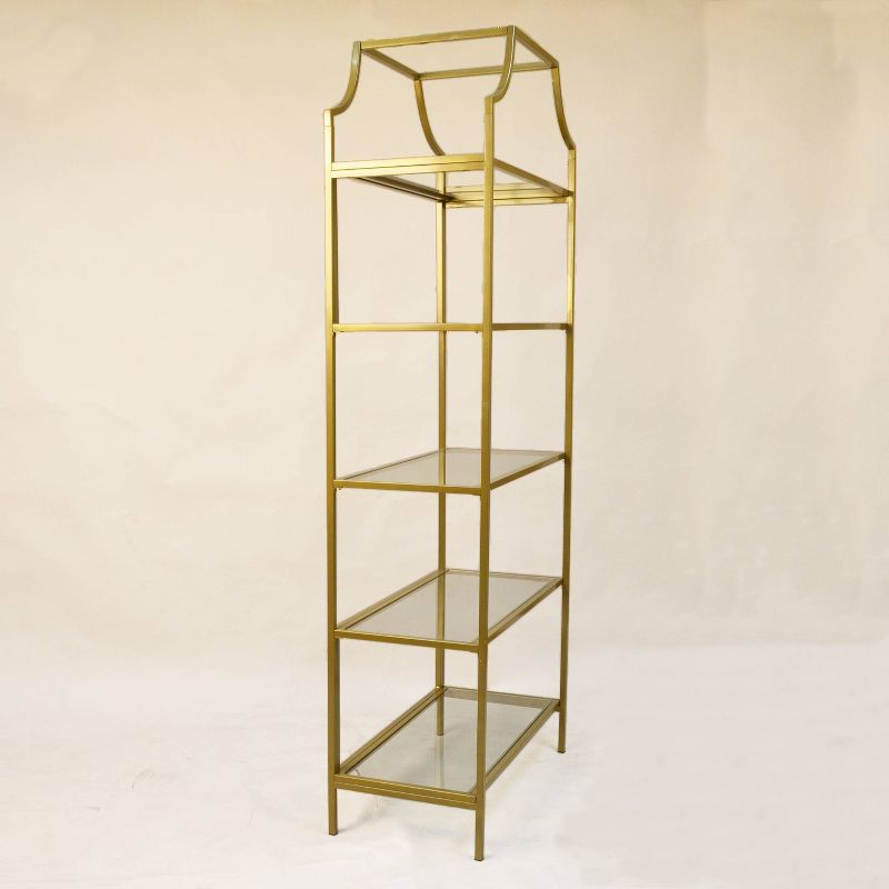 70.625&#34; Palmer 5 Tier Glass Shelf Bookcase Gold - Carolina Chair &#38; Table, 3 of 6