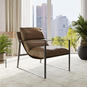 PAGED Accent Chair Vintage Oil Wax Leather Sofa Chair with Removable Armrests, Lounge Chair for Living Room - 1 of 4