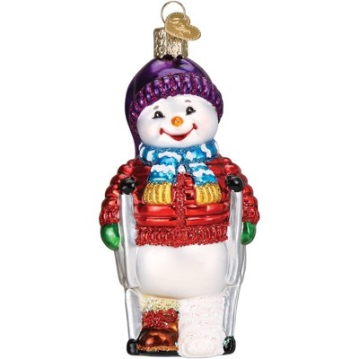 Old World Christmas Glass Blown Ornament for Christmas Tree, Snowman with Crutches