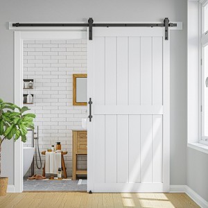 SMARTSTANDARD 84 in. Height White MDF Solid Core Interior Sliding Barn Door with Hardware Kit - 1 of 4
