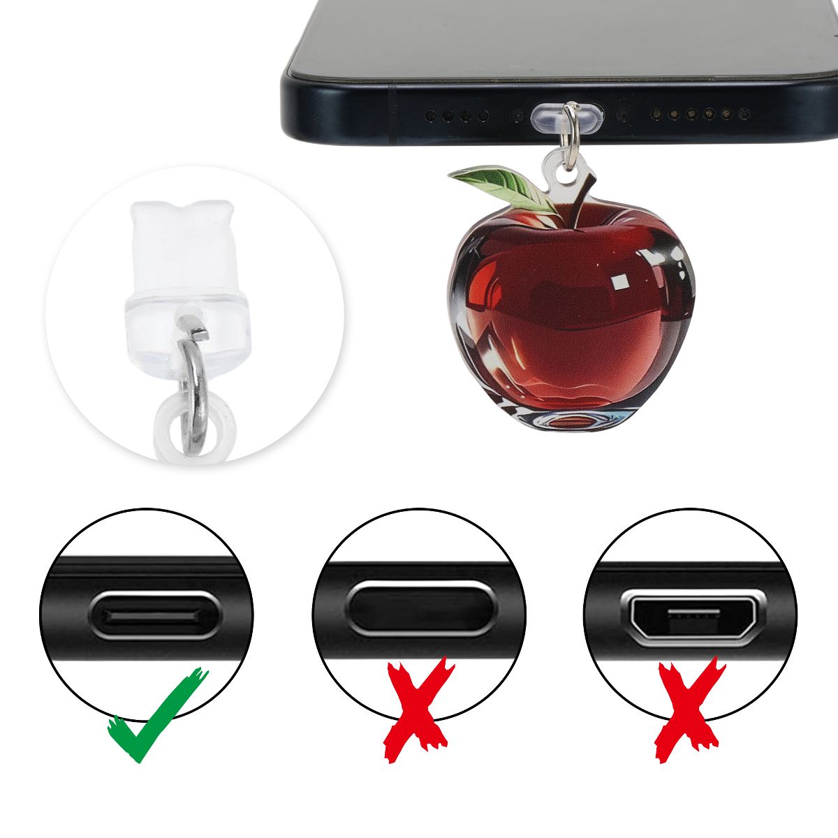 Unique Bargains Fruit Dust Plug Charm for Type-C 2 Pcs - thumbnail 2