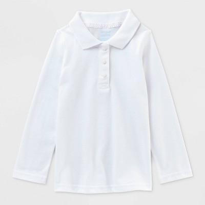 Girls' Adaptive Long Sleeve Uniform Polo Shirt - Cat & Jack™