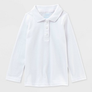 Girls' Adaptive Long Sleeve Uniform Polo Shirt - Cat & Jack™ - 1 of 3