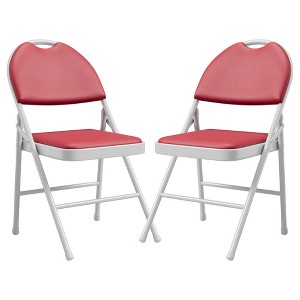 Folding Chairs Pack, Padded Metal Foldable Chairs with PU Leather Cushion and Back, Stackable Portable Seating for Events Office Party - 1 of 4