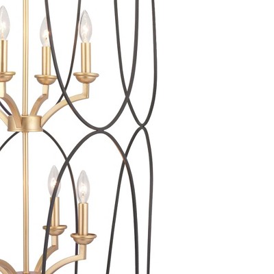 Landree Silver Ridge and Brushed Brass 8-Light Geometric Cage Foyer Fixture