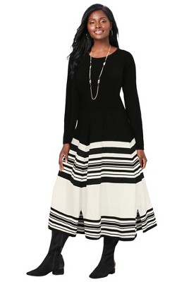 Jessica London Women's Plus Size Fit And Flare Sweater Dress