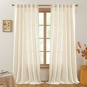 Deconovo 2 Panels Slub Sheer Curtains with Hidden Tab Tops, Elegant Textured Drapes for Living Room - 1 of 4