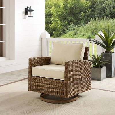 Bradenton Sand Wicker Outdoor Swivel Rocking Chair with Cushions