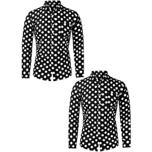 Lars Amadeus Men's Polka Dots Long Sleeve Button Down Shirt 2 Packs - 1 of 4
