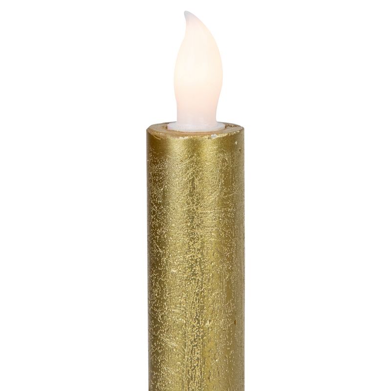 Northlight Set of 4 Textured Gold-tone LED Flameless Flickering Taper Candles 9.5", 4 of 6