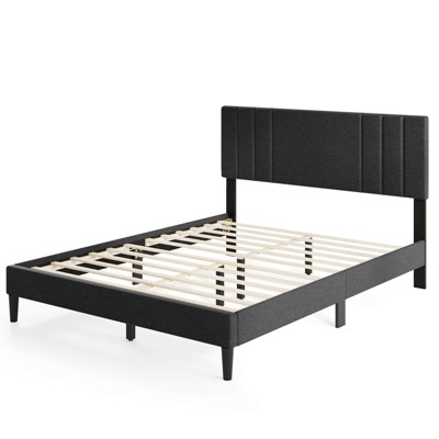 Safstar Queen Size Bed Frame with Vertical Channel Tufted Headboard & Wooden Slats