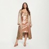 Anna-Kaci Lounge Women's Satin Slip Dress and Long Robe Set with Floral Pattern Draped Neckline and Elegant Flowing Layered Design - 3 of 4