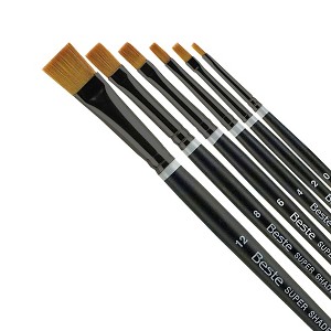Creative Mark Beste Golden Taklon Super Shader Set of 6 Artist Brushes, Professional Watercolor Brushes, For Acrylic Painting, Short Handle, Sharp - 1 of 4
