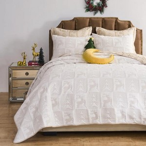 Novelty Holiday Festive Jacquard Coverlet Set - 1 of 4