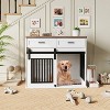 42" Dog Crate Furniture with Storage, Wooden Kennel End Table, Barn Doors - 2 of 4