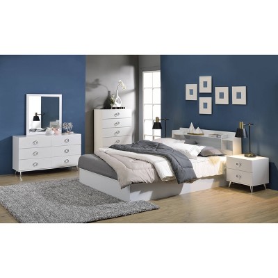 Perse White 6-Drawer Modern Dresser with Chrome Accents