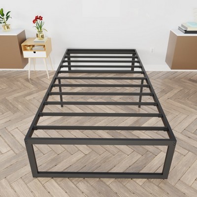 Sleek Modern Twin Metal Platform Bed Frame with Steel Slats