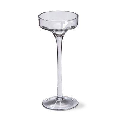 tagltd Paloma Pulled Clear Glass Stem Pillar Candle Holder Medium, 3.5L x 3.5W x 8.3H inches