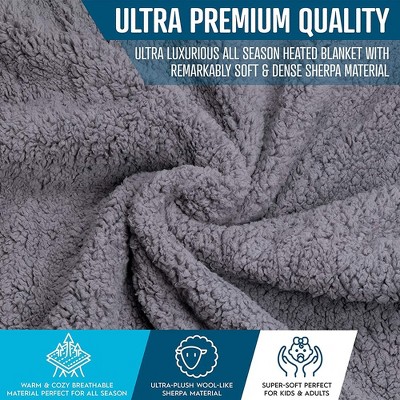 Cozy Grey Sherpa Fleece 59"x43" Travel Blanket for Comfort & Warmth
