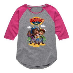 Girls' - Santiago of The Seas - Santiago and Friends Logo Shirt Tail Raglan Graphic T-shirt - 1 of 4