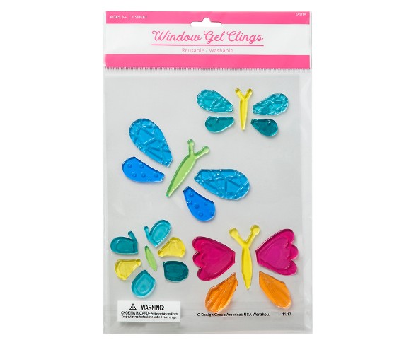 4pc Easter International Greetings Butterfly Window Gel Clings