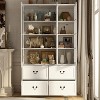 Famapy 47.2"W Modular Organizer Combo Glass Doors Display Cabinet Wooden Organizer White - 3 of 4
