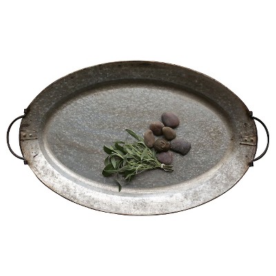 Decorative Metal Tray with Handles