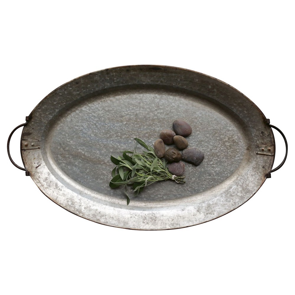 UPC 807472771229 product image for Decorative Metal Tray with Handles | upcitemdb.com