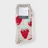 Women's Strawberry 2pk Cozy Crew Socks - Red/Gray/White 4-10 - 2 of 3