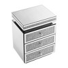 Vynxaria Modern Silver Mirrored 3-Drawer Nightstand, Crystal Inlay/Handles, 13.8"W¡Á17.7"L¡Á23.6"H, Glass/MDF Build, Versatile End/Makeup Table - 2 of 4