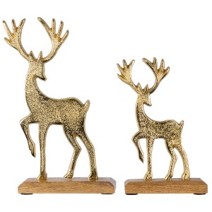 Northlight Reindeer and Fawn Textured Metal Christmas Figures - 10.5" - Gold - Set of 2 - 1 of 4