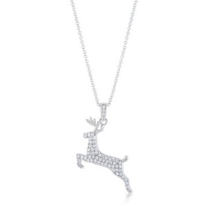 ShineHigh Holiday CZ Pendant Necklaces – Christmas Tree, Snowman, and Reindeer Designs with Pave-Set Stones on Adjustable Rhodium Chains - 1 of 1