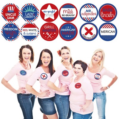 Big Dot of Happiness 4th of July - Independence Day Party Funny Name Tags - Party Badges Sticker Set of 12