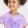 Toddler Girls' Butterfly Graphic T- Shirts - Cat & Jack™ Lilac Purple - 2 of 4