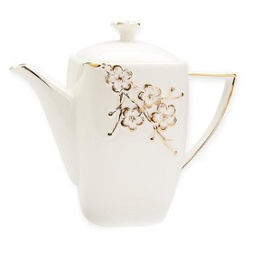 Classic Touch Milk Dispenser with Gold Floral Artwork Design and Handle, 8"H - 1 of 4