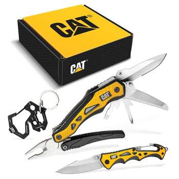 Cat 3 Piece 10-in-1 Multi-Tool, Knife, and Key Chain Gift Box Set