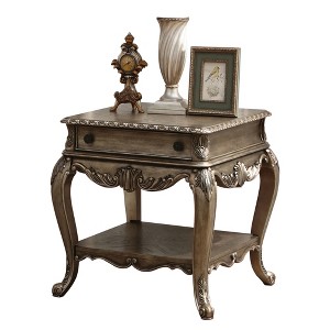 30.5" Rectangular End Table with Felt-Lined Drawer and Bottom Shelf, Vintage Finish for Living Room - 1 of 4