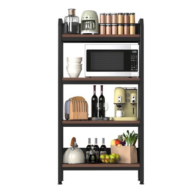LIVAREEmlen Bakers Rack Storage shelves 4-Level Metal and Wooden Shelves,Kitchen Organizers,for Garage,Pantry,Bathroom,Closet