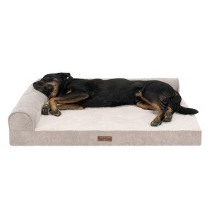 Plush & Grid Cord Orthopedic Deluxe L-Chaise Pet Bed for Dogs and Cats - 1 of 4