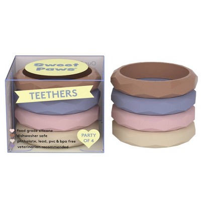 Sweet Paws Silicone Teether Stack Toy Set - Blush Pink - 4pc