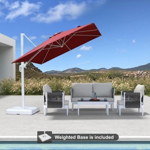 PURPLE LEAF Patio Umbrella White Cantilever Offset Umbrella Square Outdoor Umbrella with 360-degree Rotation for Garden Deck Pool - 1 of 4