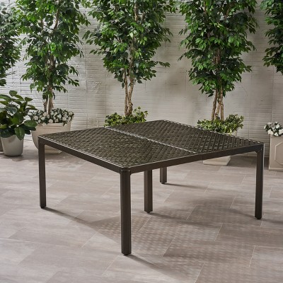 Sapphtopaz Patio Outdoor Table Modern Aluminum Patio Dining Table Outdoor Dining Table Picnic Table with Woven Accents for Garden, Yard, Lawn, Patio