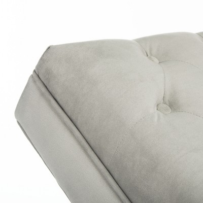 Grey Velvet Chaise with Gold Frame and Headrest