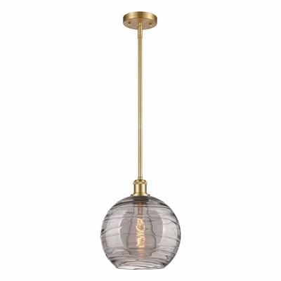 Athens Deco Swirl - 1 Light Stem Hung Mini Pendant In Industrial Style-13 Inches Tall and 10 Inches Wide
