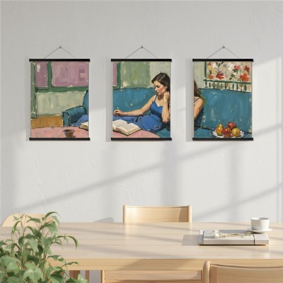 30x40cm Black Pole Art - Set of 3, Minimalist Design