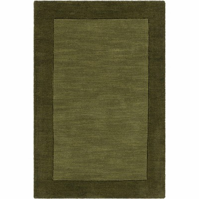 Hauteloom Bordered Solid Olive Green Wool Rug