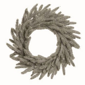 Transpac Natural Fiber Green Christmas Floral Frosted Wreath - 1 of 2