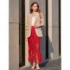 Women's Summer Boho Skirt: High Waisted Long Maxi Skirt with Elegant Hollow Out and Fringe Hem Red Red - 3 of 4