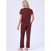 INSPIRE CHIC Women's 2 Pcs Pajamas Set Short Sleeve V Neck Pullover Top with Pants Soft Knit Sleepwear Lounge Set - 4 of 4